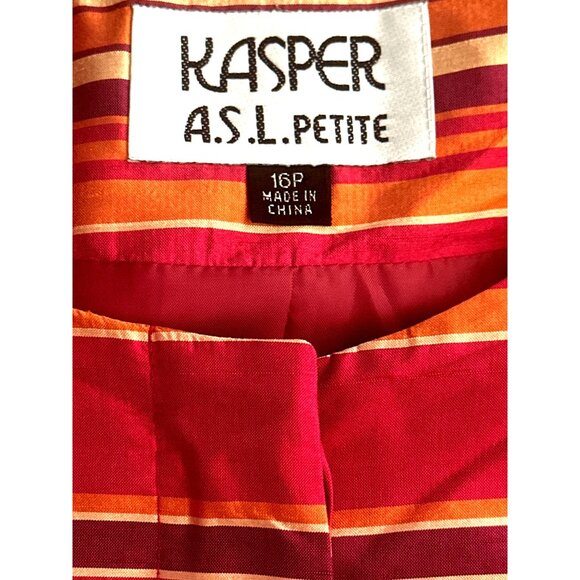 Kasper 16P Raspberry Silk Stripe Jacket Hamptons Chic Coastal Rich City Ready - Picture 9 of 16